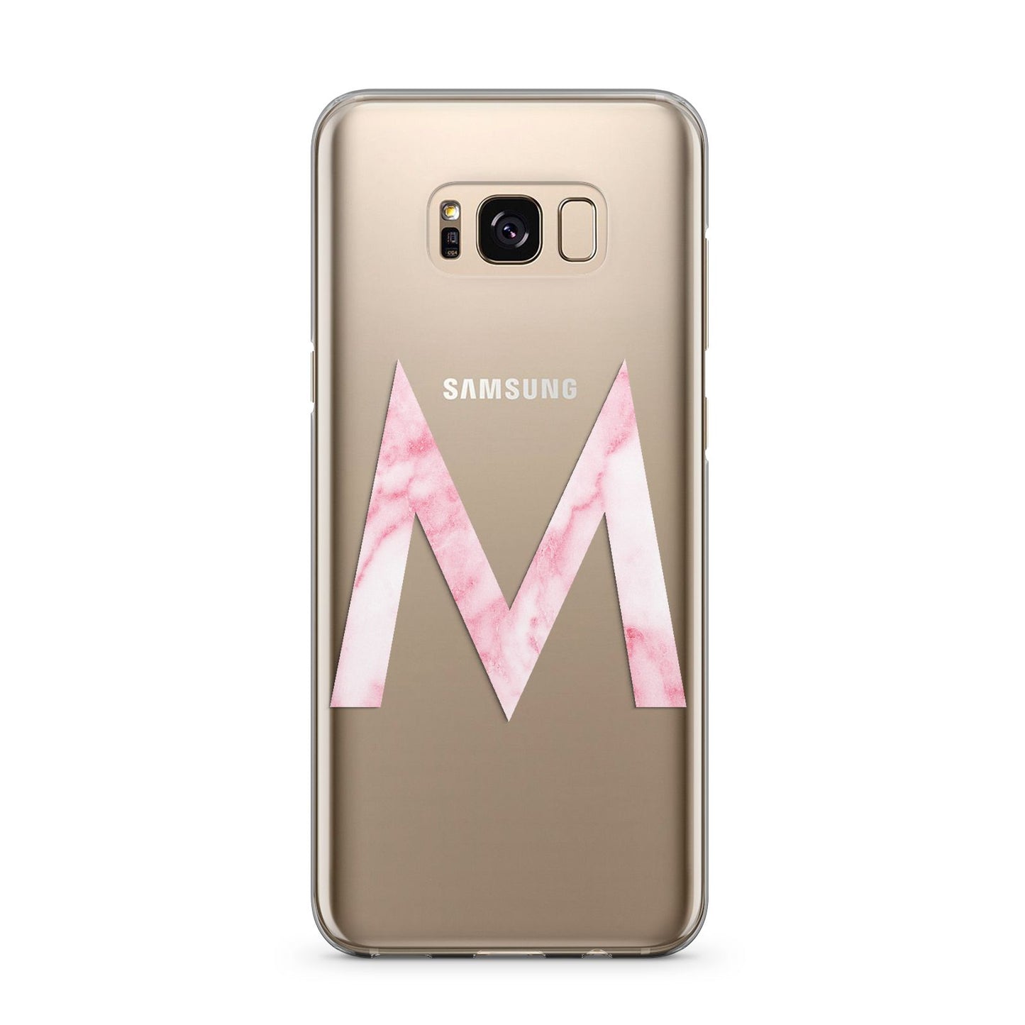 Personalised Pink Marble Initial Clear Custom Samsung Galaxy S8 Plus Case