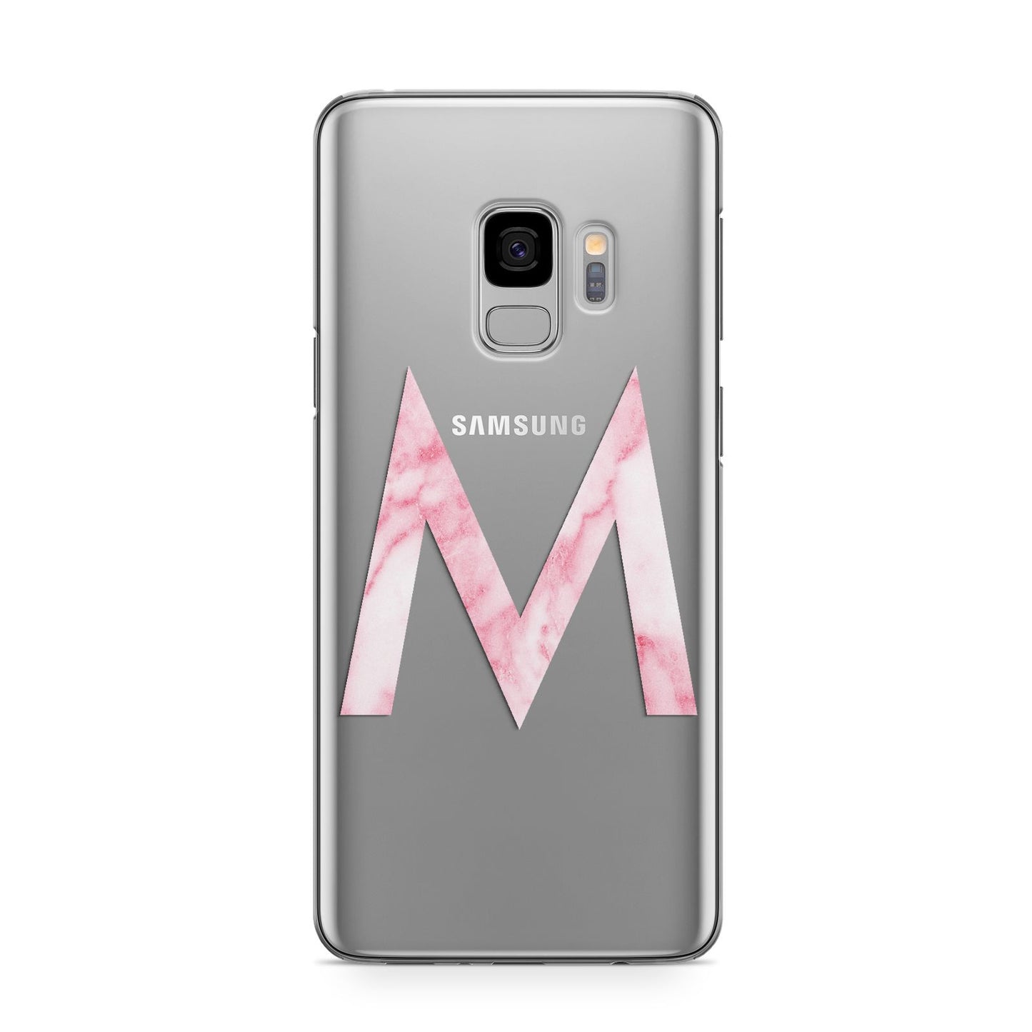 Personalised Pink Marble Initial Clear Custom Samsung Galaxy S9 Case