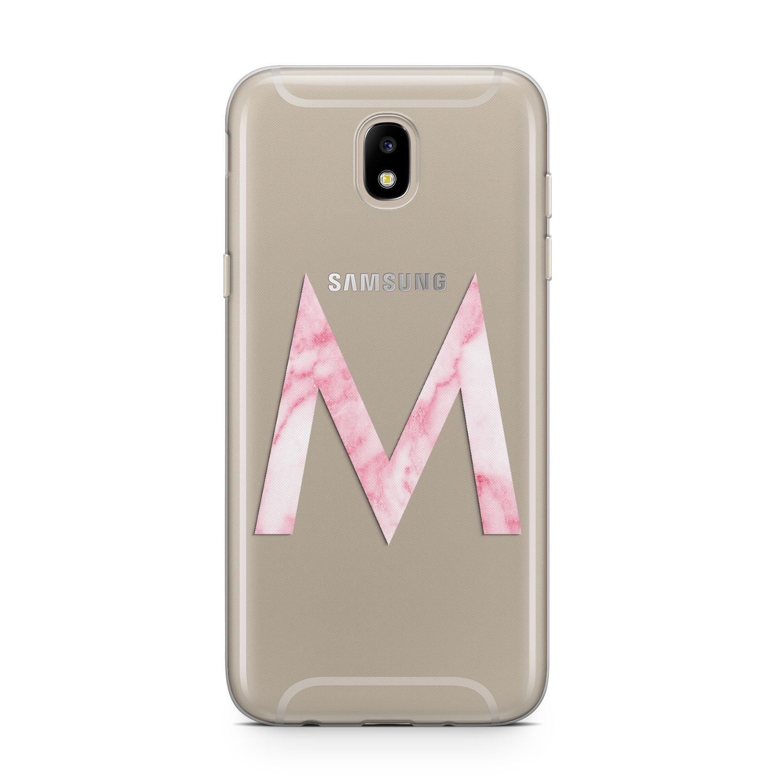 Personalised Pink Marble Initial Clear Custom Samsung J5 2017 Case
