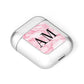 Personalised Pink Marble Monogrammed AirPods Case Laid Flat