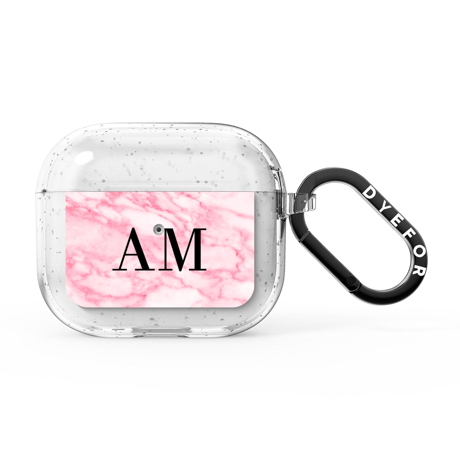 Personalised Pink Marble Monogrammed AirPods Glitter Case 3rd Gen