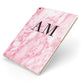 Personalised Pink Marble Monogrammed Apple iPad Case on Gold iPad Side View