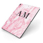 Personalised Pink Marble Monogrammed Apple iPad Case on Grey iPad Side View