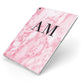 Personalised Pink Marble Monogrammed Apple iPad Case on Silver iPad Side View