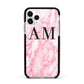 Personalised Pink Marble Monogrammed Apple iPhone 11 Pro in Silver with Black Impact Case