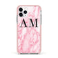 Personalised Pink Marble Monogrammed Apple iPhone 11 Pro in Silver with Pink Impact Case