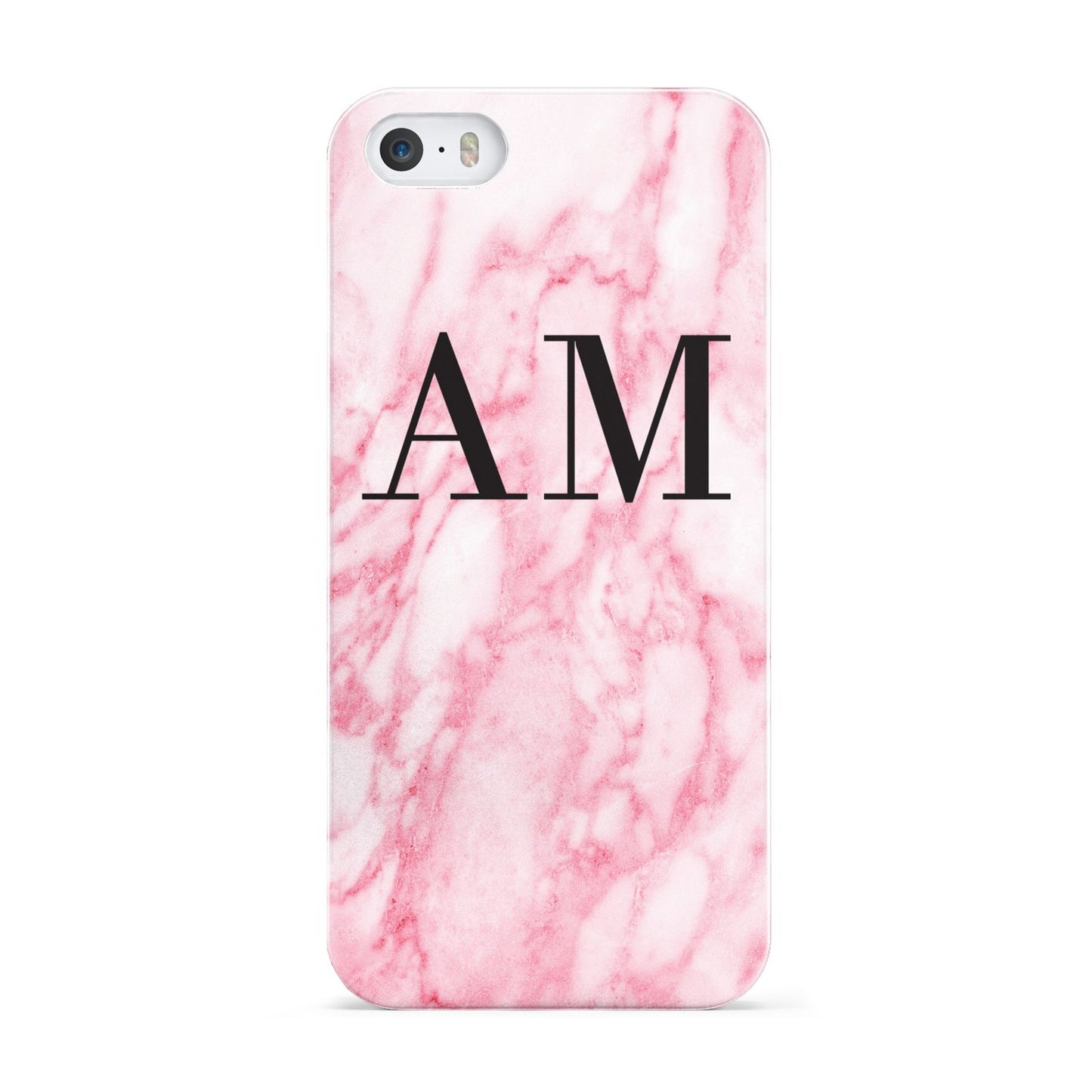 Personalised Pink Marble Monogrammed Apple iPhone 5 Case