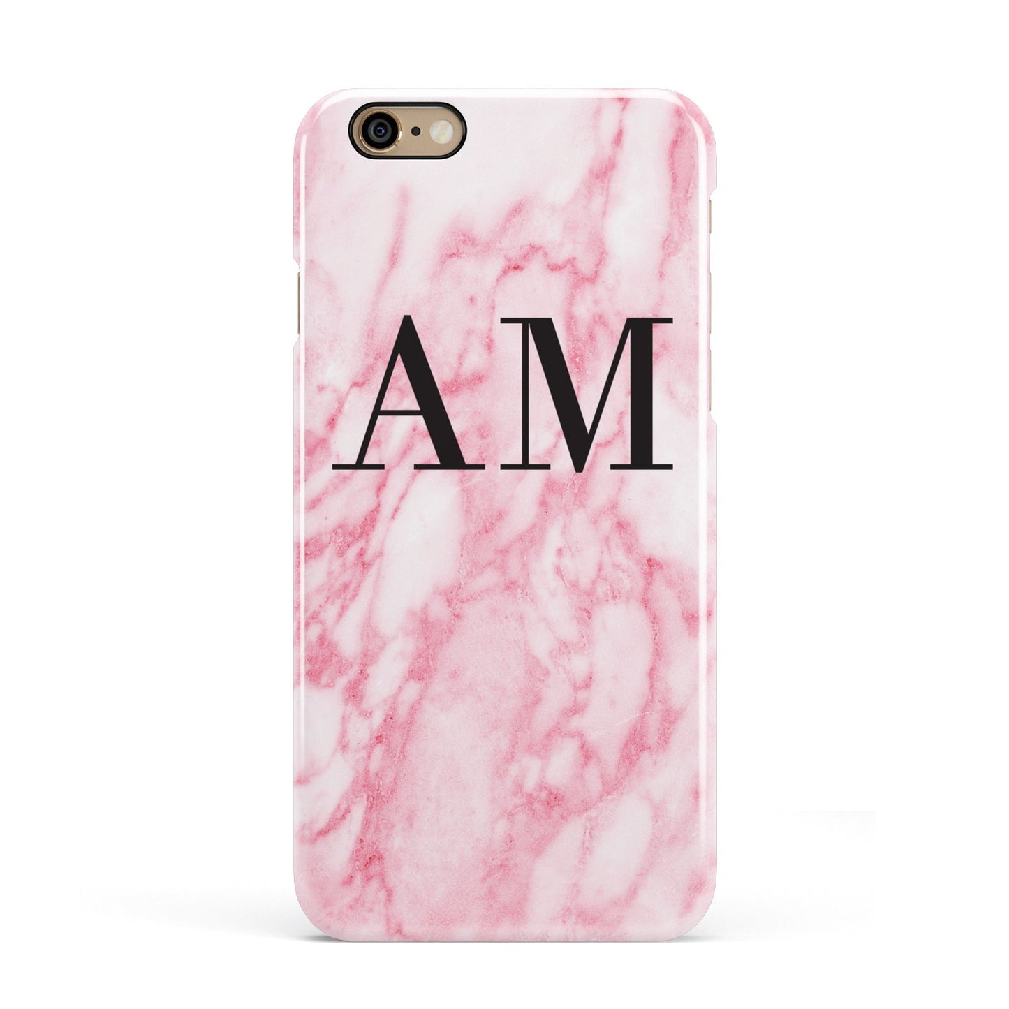Personalised Pink Marble Monogrammed Apple iPhone 6 3D Snap Case