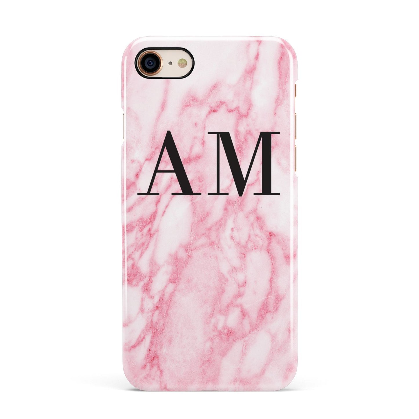 Personalised Pink Marble Monogrammed Apple iPhone 7 8 3D Snap Case
