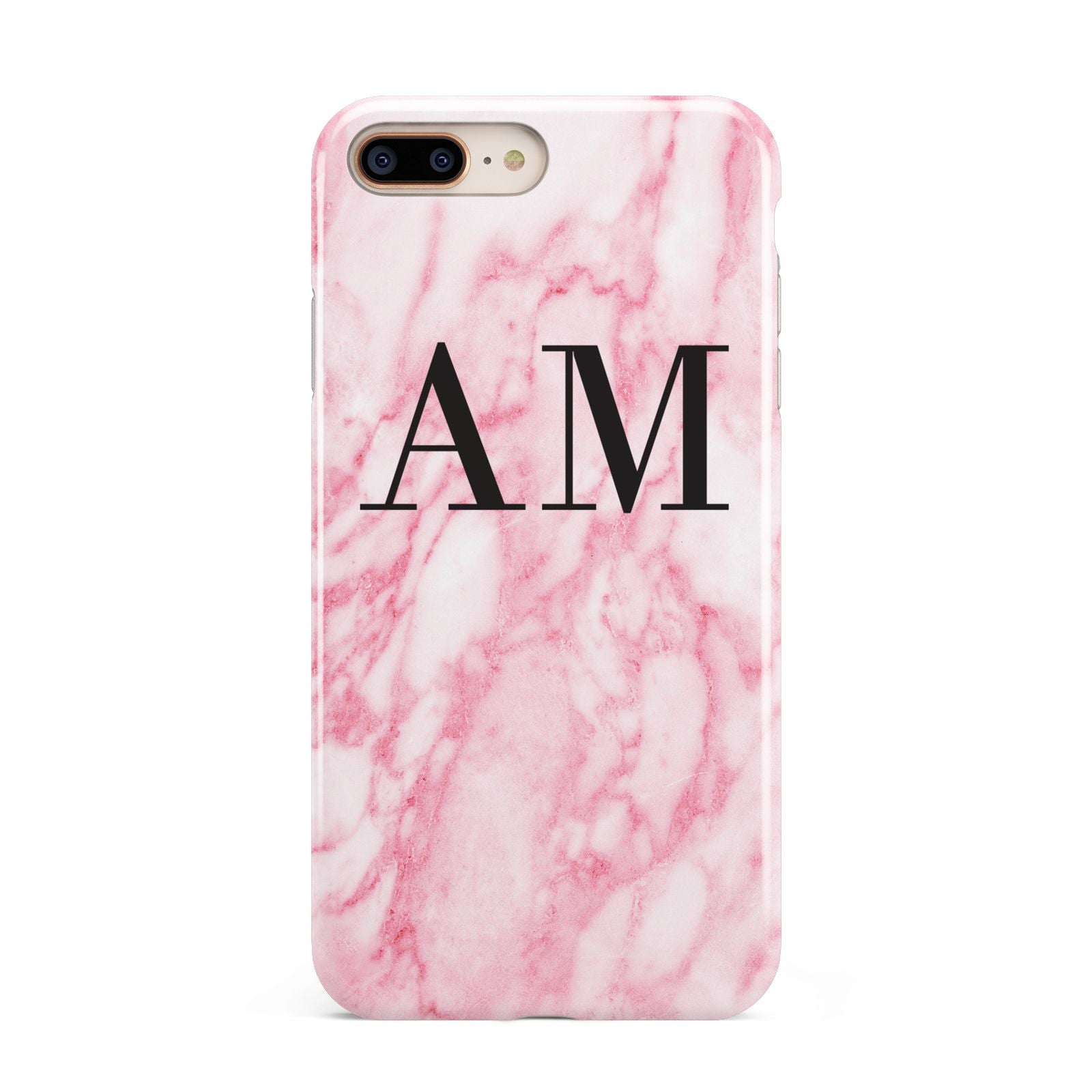 Personalised Pink Marble Monogrammed Apple iPhone 7 8 Plus 3D Tough Case