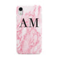 Personalised Pink Marble Monogrammed Apple iPhone XR White 3D Tough Case