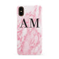 Personalised Pink Marble Monogrammed Apple iPhone XS 3D Snap Case