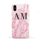 Personalised Pink Marble Monogrammed Apple iPhone XS 3D Tough