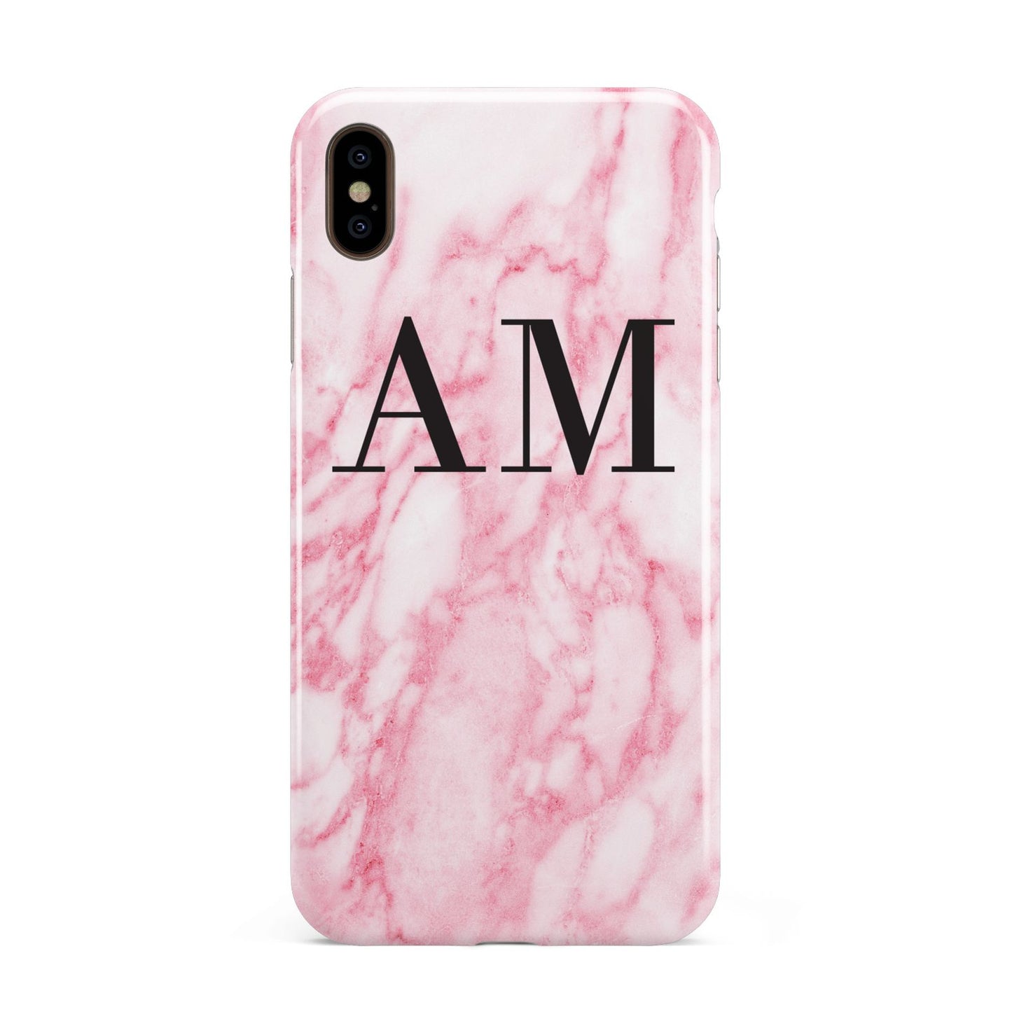 Personalised Pink Marble Monogrammed Apple iPhone Xs Max 3D Tough Case