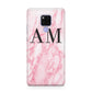 Personalised Pink Marble Monogrammed Huawei Mate 20X Phone Case