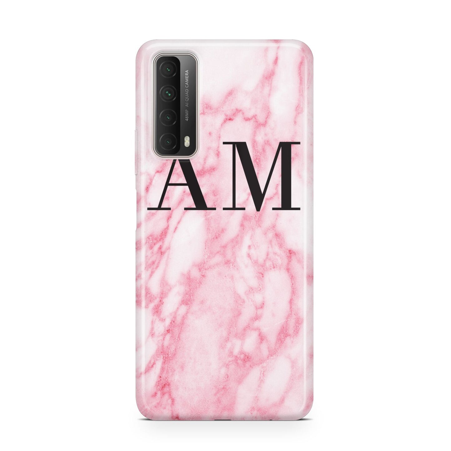 Personalised Pink Marble Monogrammed Huawei P Smart 2021