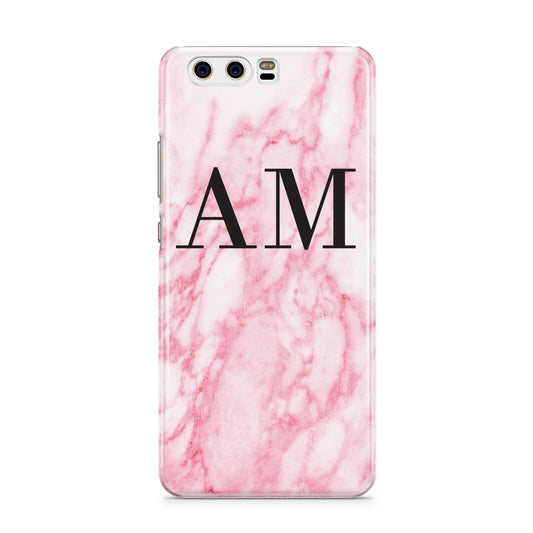Personalised Pink Marble Monogrammed Huawei P10 Phone Case
