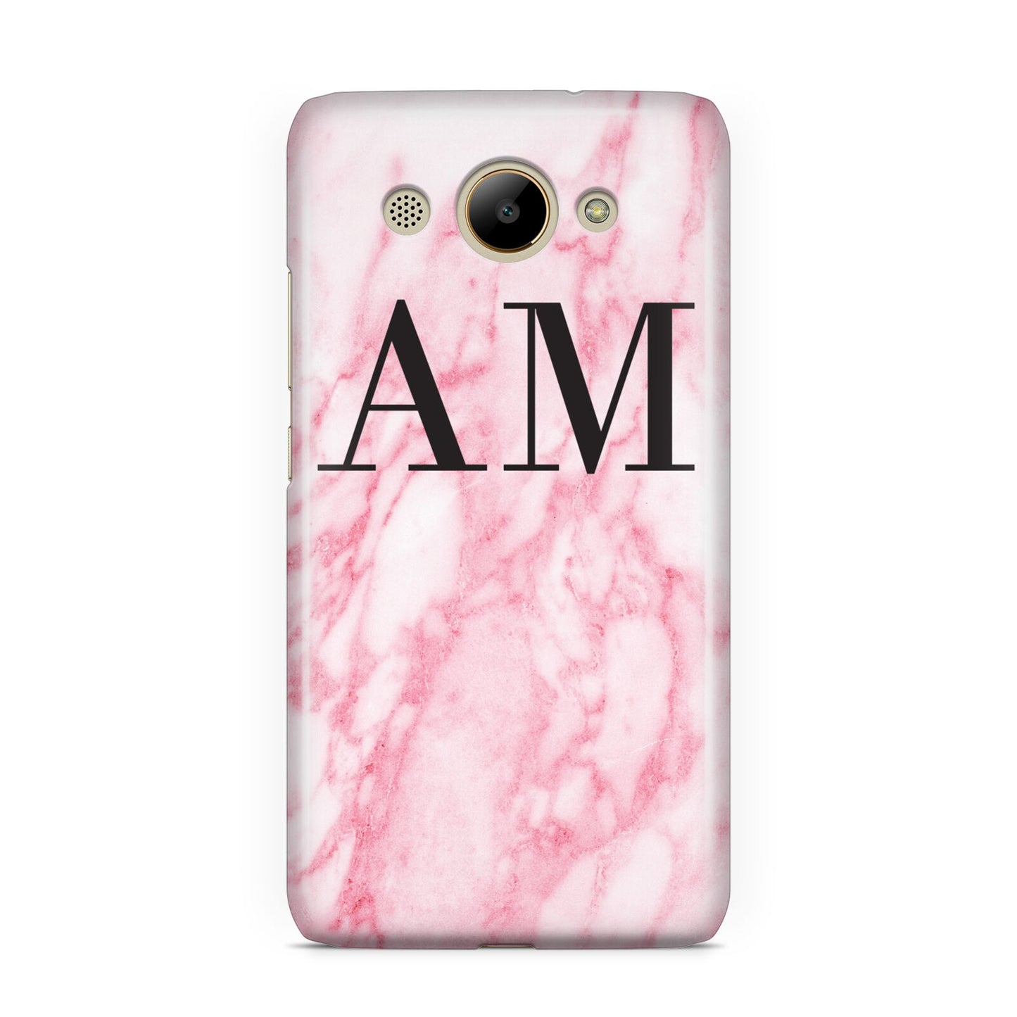 Personalised Pink Marble Monogrammed Huawei Y3 2017