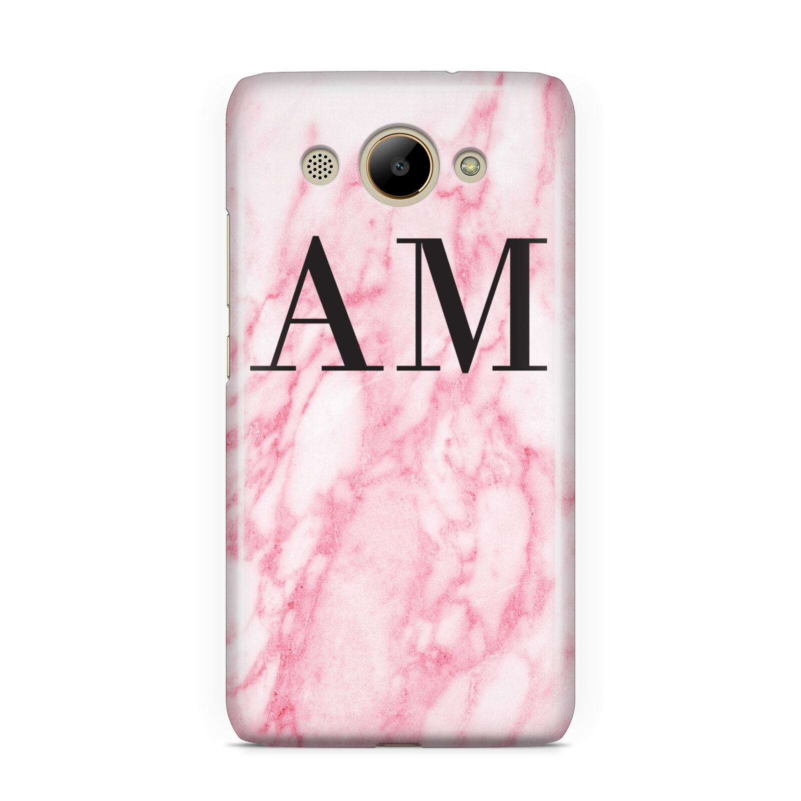 Personalised Pink Marble Monogrammed Huawei Y3 2017