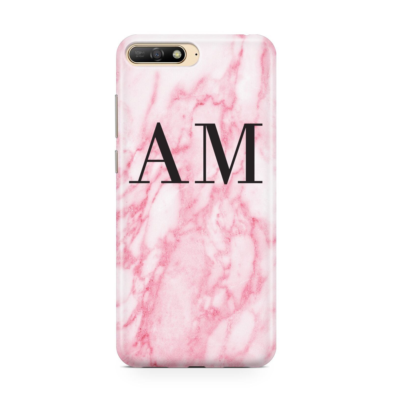 Personalised Pink Marble Monogrammed Huawei Y6 2018