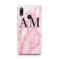 Personalised Pink Marble Monogrammed Huawei Y7 2019
