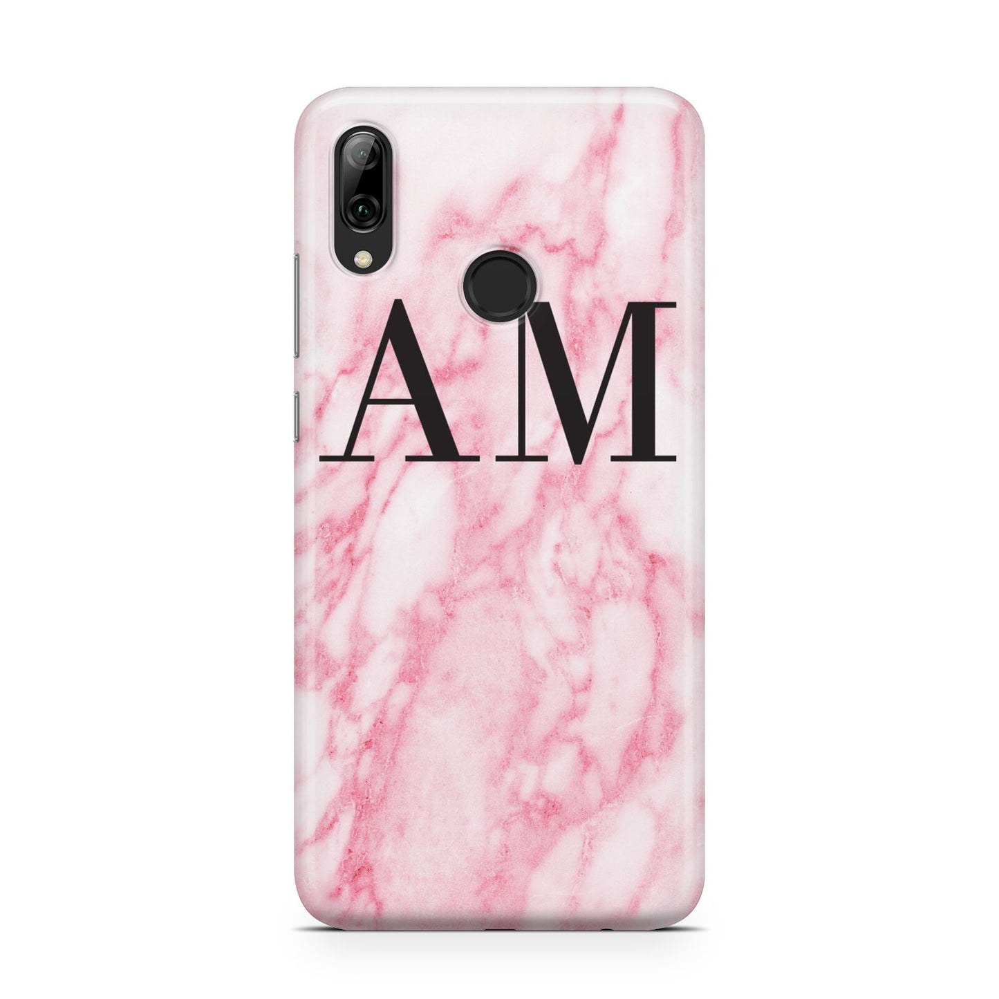 Personalised Pink Marble Monogrammed Huawei Y7 2019