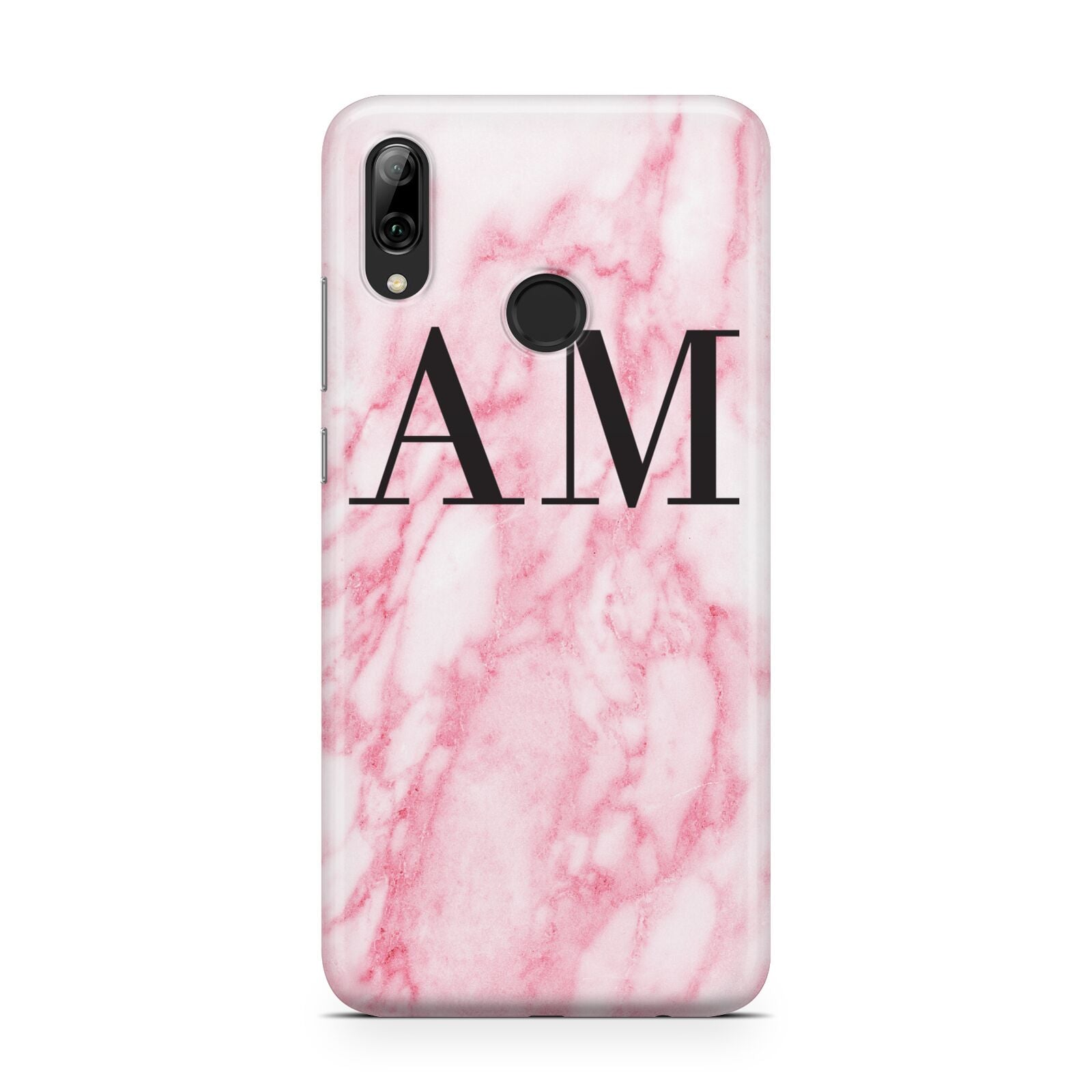 Personalised Pink Marble Monogrammed Huawei Y7 2019