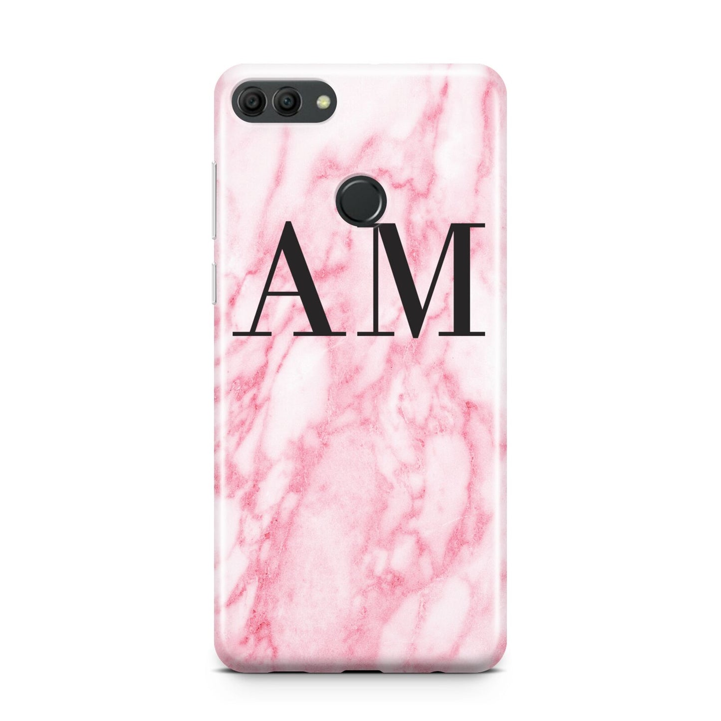 Personalised Pink Marble Monogrammed Huawei Y9 2018