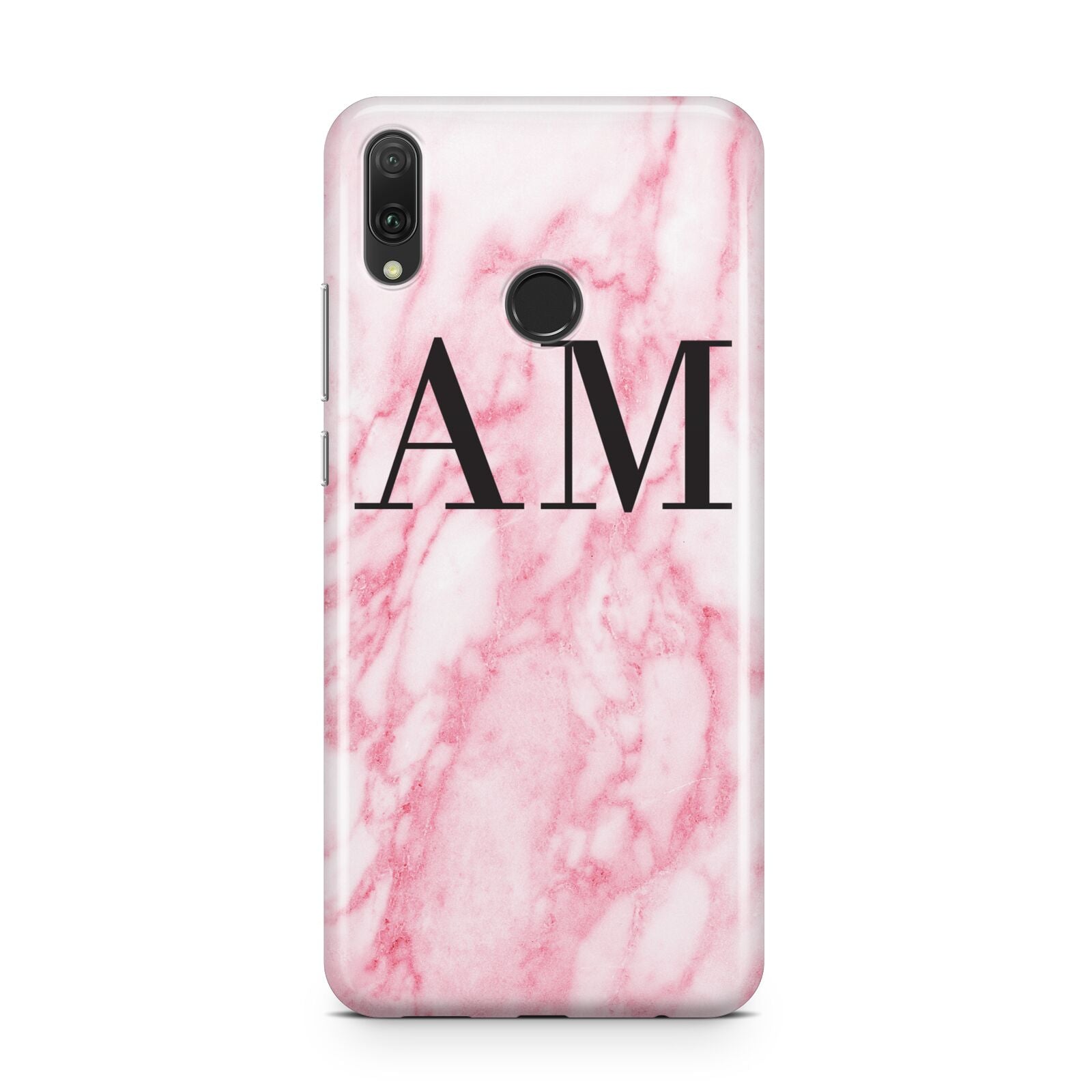 Personalised Pink Marble Monogrammed Huawei Y9 2019