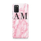 Personalised Pink Marble Monogrammed Samsung A02s Case