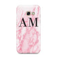 Personalised Pink Marble Monogrammed Samsung Galaxy A3 2017 Case on gold phone