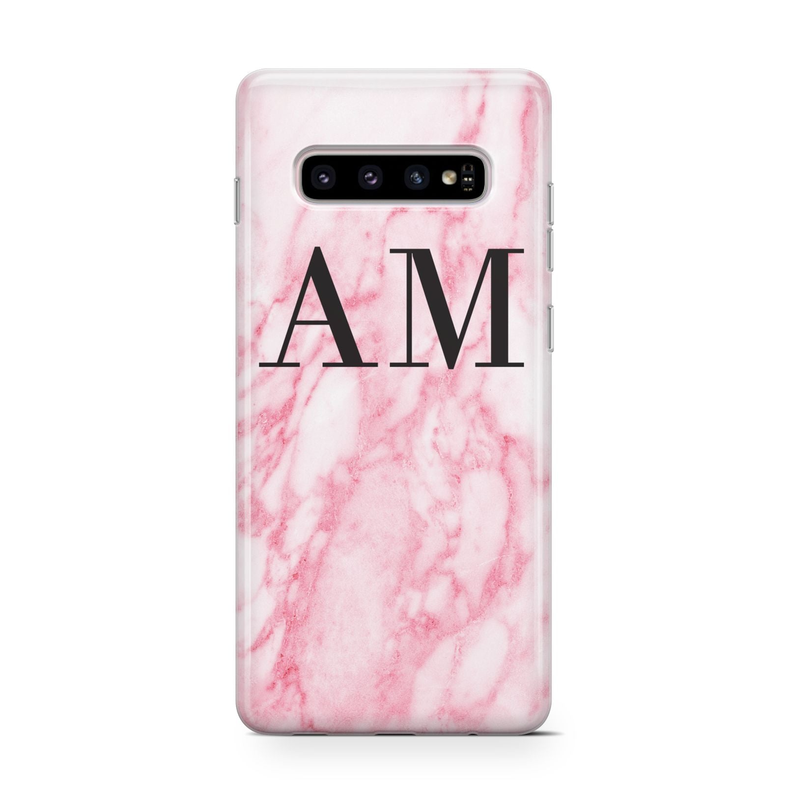 Personalised Pink Marble Monogrammed Samsung Galaxy S10 Case