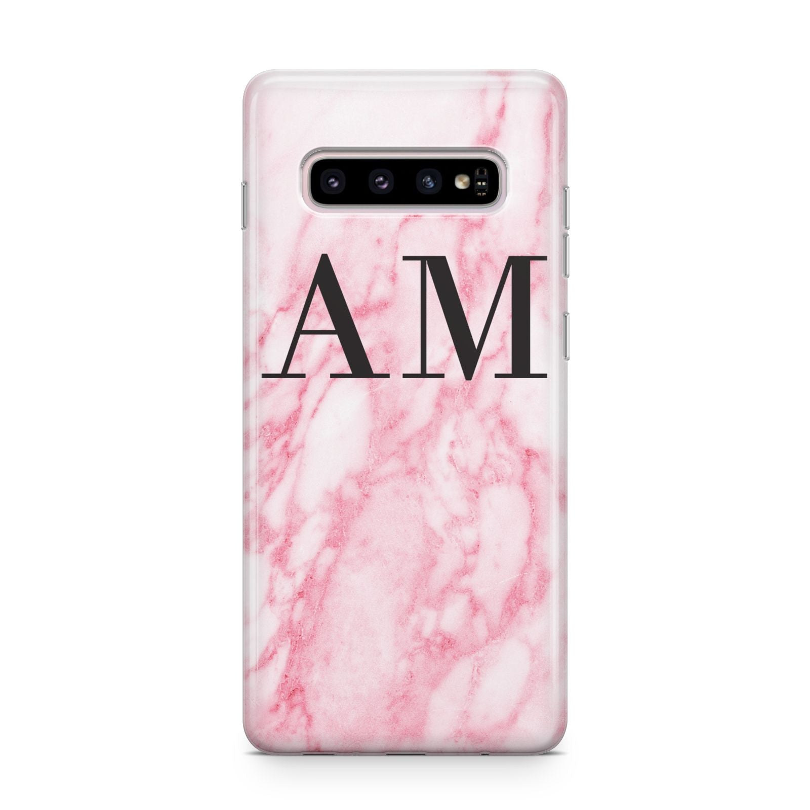 Personalised Pink Marble Monogrammed Samsung Galaxy S10 Plus Case