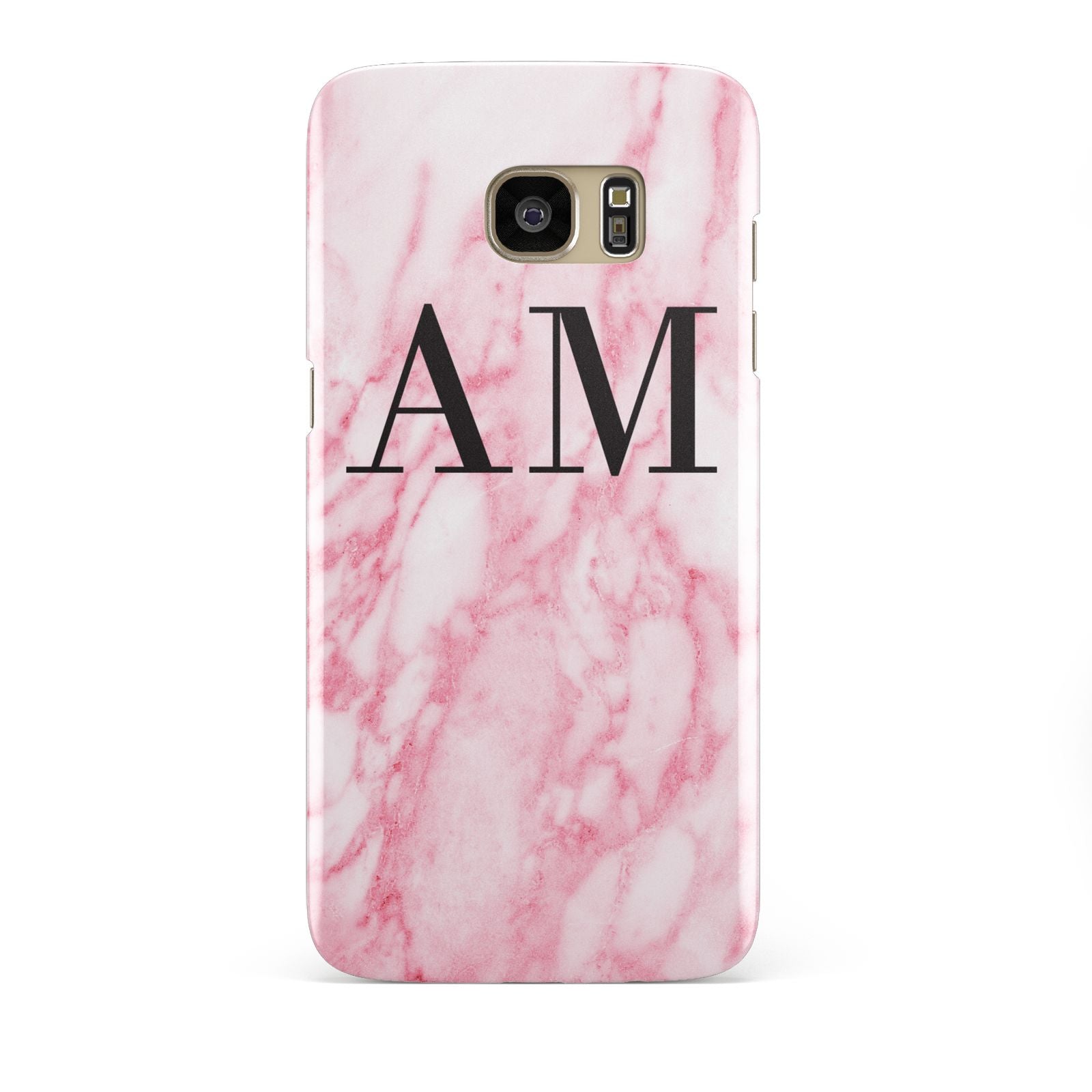 Personalised Pink Marble Monogrammed Samsung Galaxy S7 Edge Case