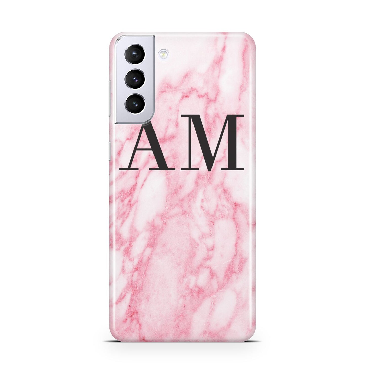 Personalised Pink Marble Monogrammed Samsung S21 Plus Case