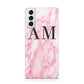 Personalised Pink Marble Monogrammed Samsung S21 Plus Phone Case
