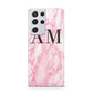 Personalised Pink Marble Monogrammed Samsung S21 Ultra Case