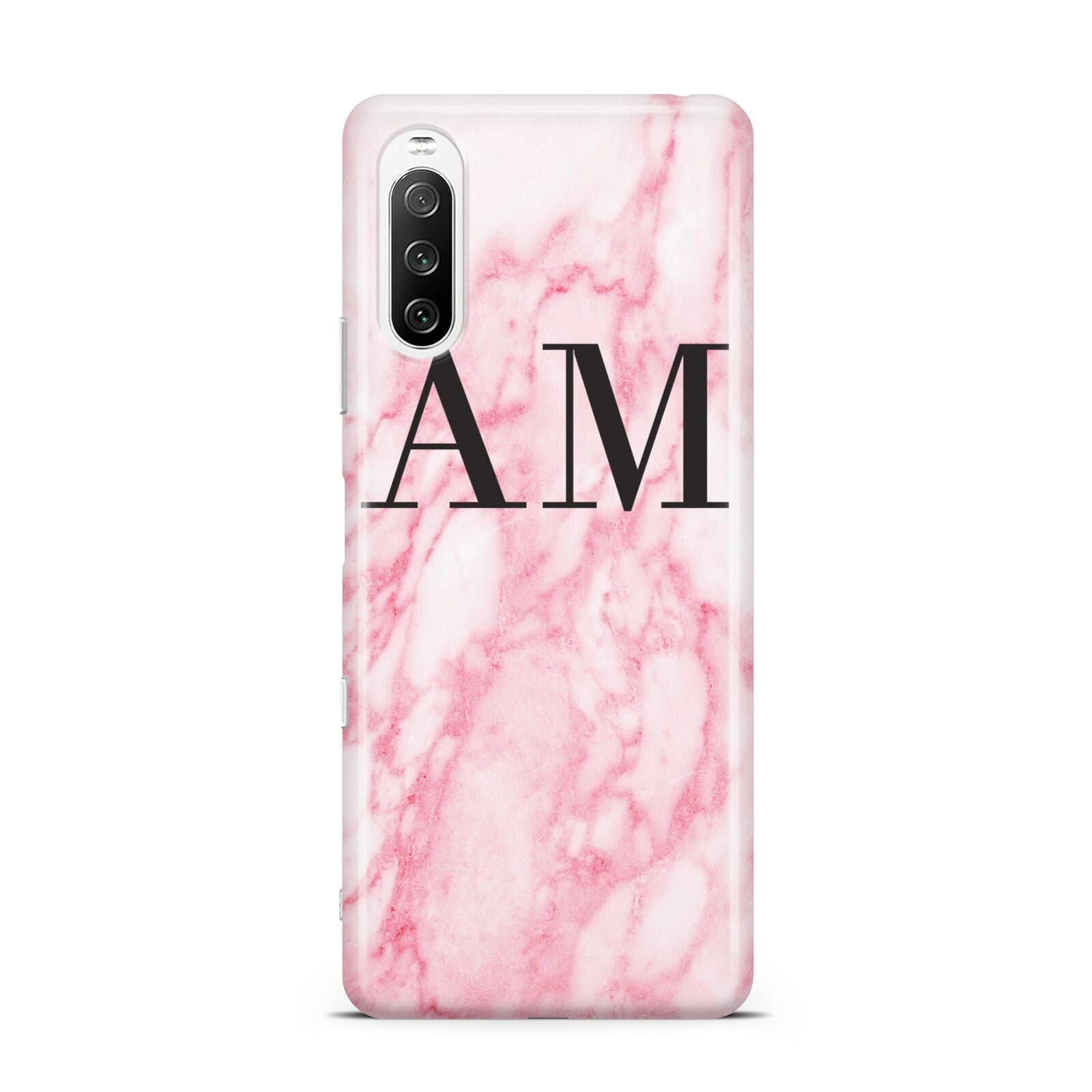 Personalised Pink Marble Monogrammed Sony Xperia 10 III Case