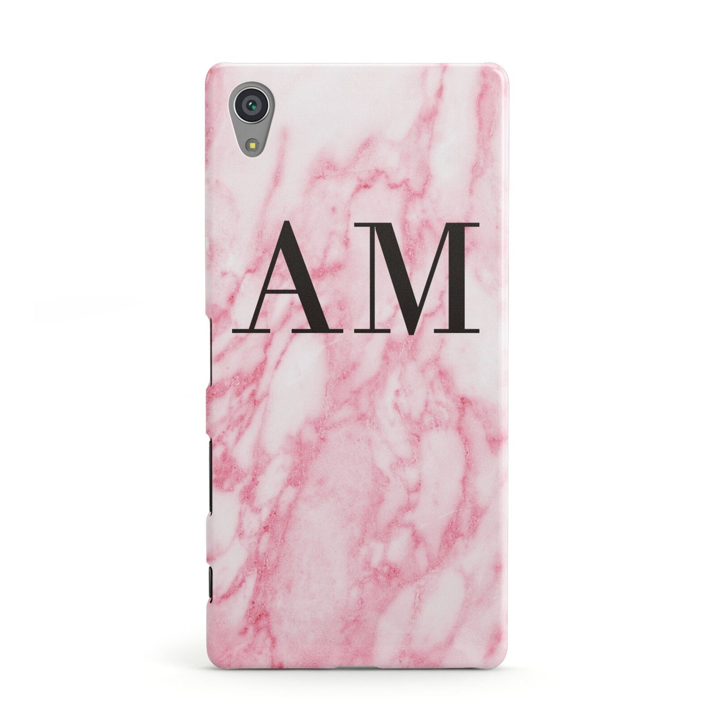 Personalised Pink Marble Monogrammed Sony Xperia Case