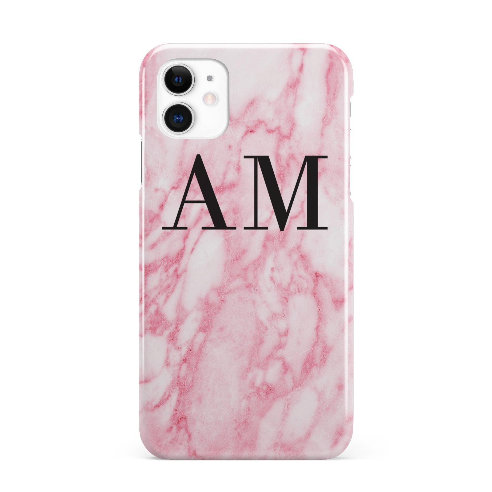Personalised Pink Marble Monogrammed iPhone 11 3D Snap Case