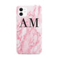 Personalised Pink Marble Monogrammed iPhone 11 3D Tough Case