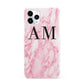 Personalised Pink Marble Monogrammed iPhone 11 Pro 3D Snap Case