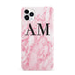 Personalised Pink Marble Monogrammed iPhone 11 Pro Max 3D Snap Case