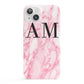 Personalised Pink Marble Monogrammed iPhone 13 Full Wrap 3D Snap Case
