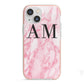 Personalised Pink Marble Monogrammed iPhone 13 Mini TPU Impact Case with Pink Edges