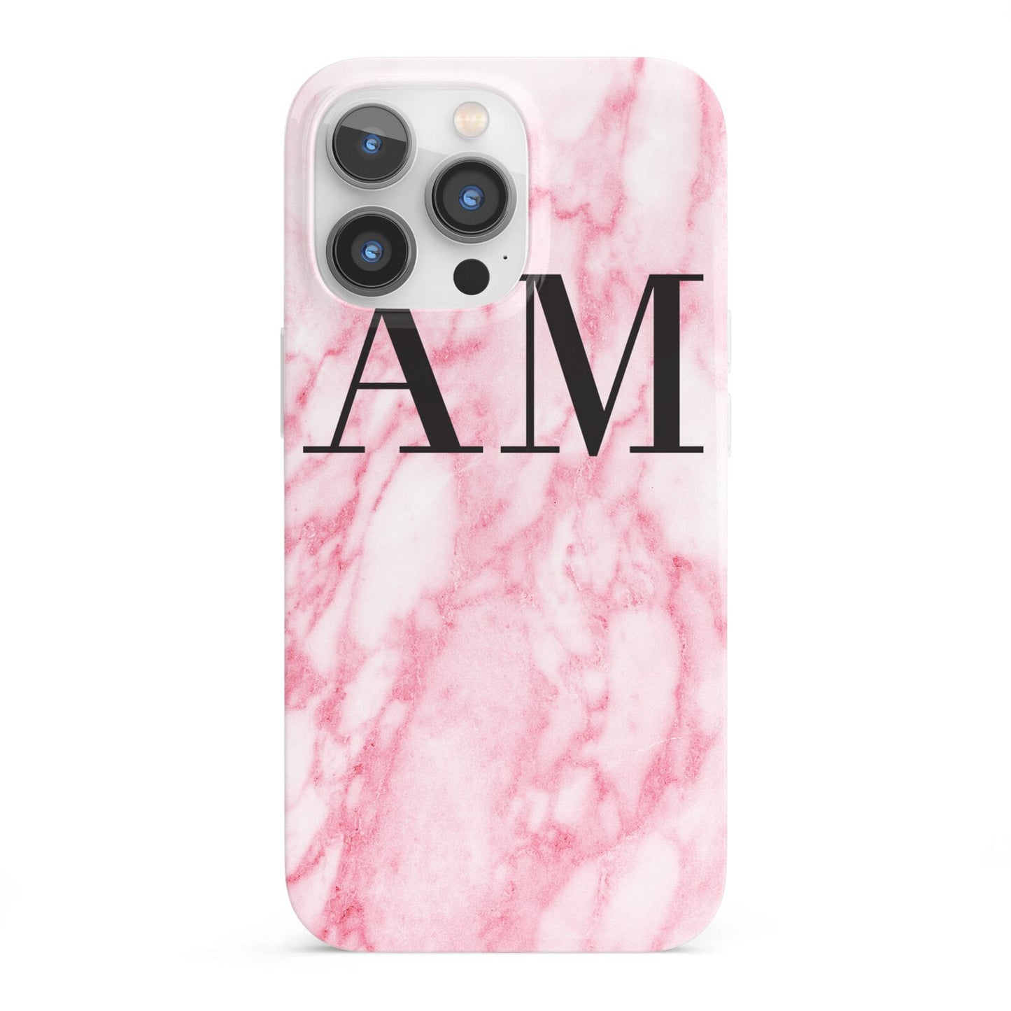 Personalised Pink Marble Monogrammed iPhone 13 Pro Full Wrap 3D Snap Case