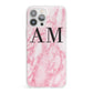 Personalised Pink Marble Monogrammed iPhone 13 Pro Max Clear Bumper Case