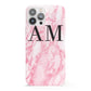 Personalised Pink Marble Monogrammed iPhone 13 Pro Max Full Wrap 3D Snap Case