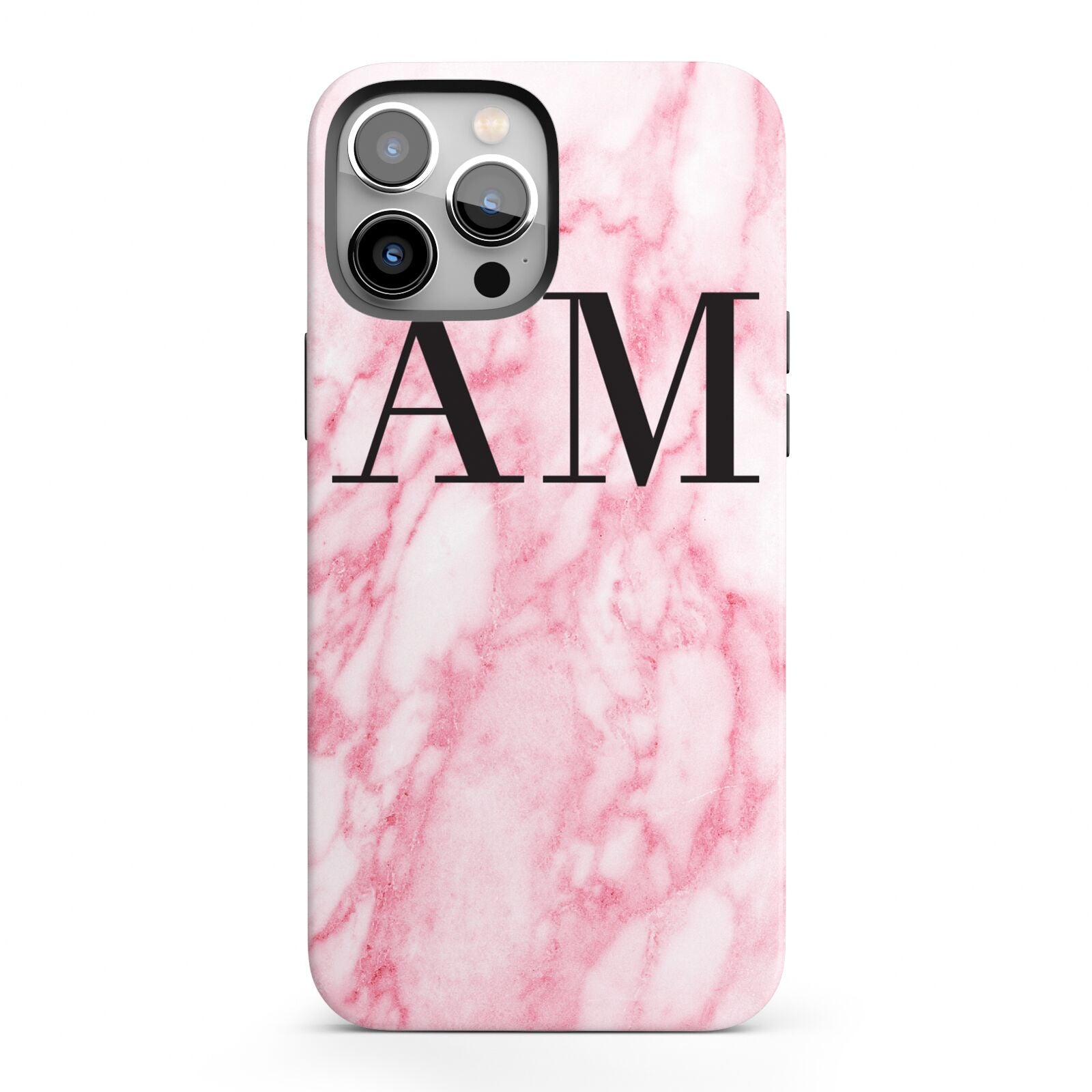 Personalised Pink Marble Monogrammed iPhone 13 Pro Max Full Wrap 3D Tough Case