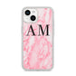 Personalised Pink Marble Monogrammed iPhone 14 Glitter Tough Case Starlight